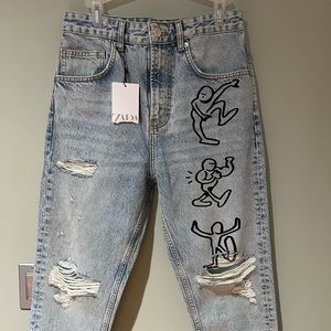 Zara loose cropped jeans size 30